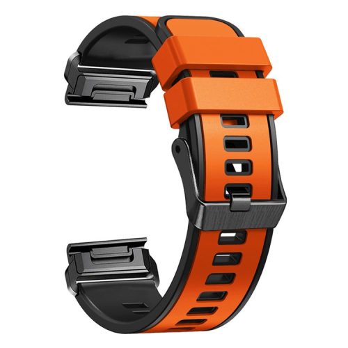 For Garmin Tactix 7 Pro / Tactix Delta Replacement Wristband Quick Release Dual-color Soft Silicone Sport Watch Band  - Orange  /  Black