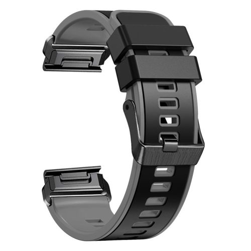 For Garmin Tactix 7 Pro / Tactix Delta Replacement Wristband Quick Release Dual-color Soft Silicone Sport Watch Band  - Black  /  Grey