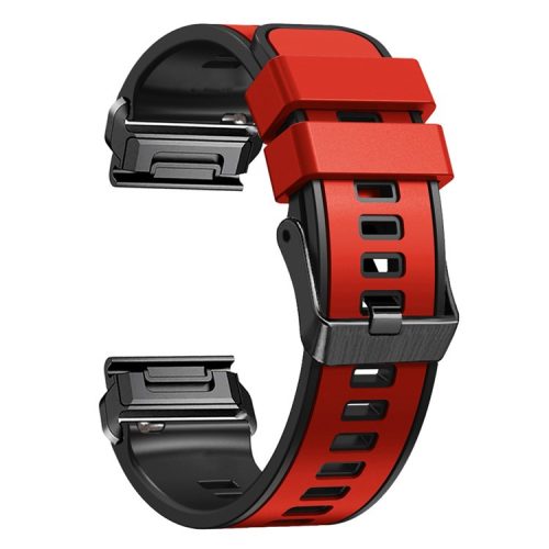 For Garmin Tactix 7 Pro / Tactix Delta Replacement Wristband Quick Release Dual-color Soft Silicone Sport Watch Band  - Red  /  Black