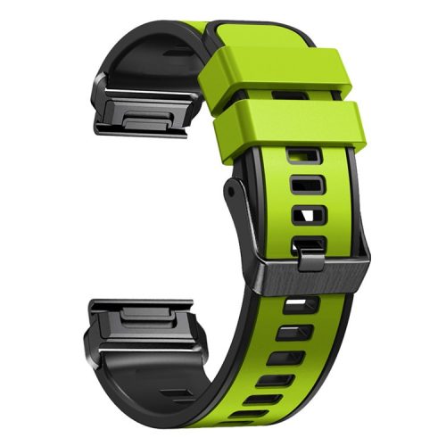 For Garmin Tactix 7 Pro / Tactix Delta Replacement Wristband Quick Release Dual-color Soft Silicone Sport Watch Band  - Lime  /  Black