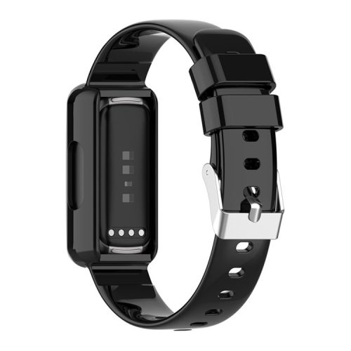 Integrated Smart Watch Strap for Fitbit Inspire 3, Silicone Watchband Adjustable Strap with Watch Case - Black