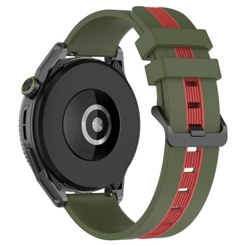 Sport Bands for Huawei Watch GT 3 SE / Watch GT, Dual Color 22mm Watch Band Breathable Soft Silicone Strap - Army Green / Red