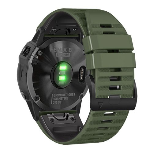 For Garmin Descent G1 / Instinct 2 Dual Color Silicone Wrist Band Adjustable Replacement Watch Strap - Army Green / Black