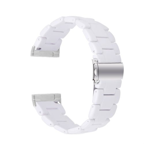 Resin Band for Fitbit Versa 4 / Sense 2 , 20mm Lightweight Watch Strap Bracelet with Stainless Steel Buckle - White