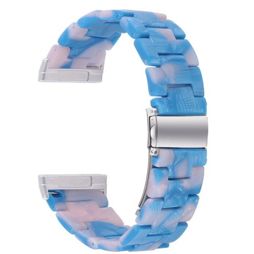 Resin Band for Fitbit Versa 4 / Sense 2 , 20mm Lightweight Watch Strap Bracelet with Stainless Steel Buckle - Blue Pink Mix