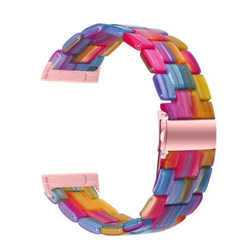 Resin Band for Fitbit Versa 4 / Sense 2 , 20mm Lightweight Watch Strap Bracelet with Stainless Steel Buckle - Rainbow