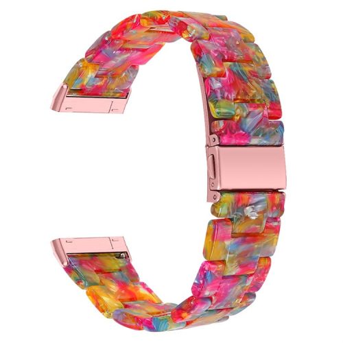 Resin Band for Fitbit Versa 4 / Sense 2 , 20mm Lightweight Watch Strap Bracelet with Stainless Steel Buckle - Rainbow Mix