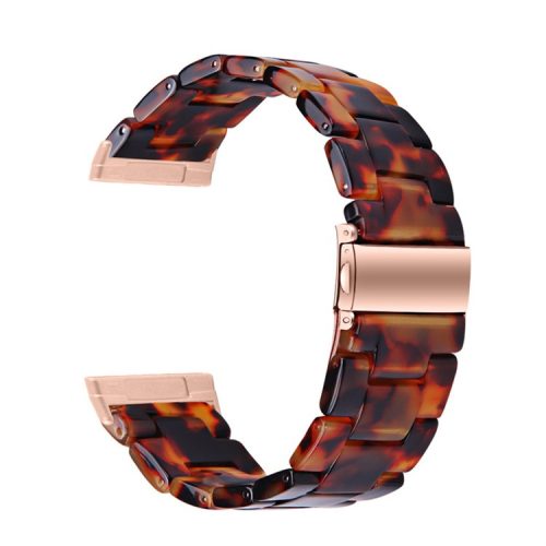 Resin Band for Fitbit Versa 4 / Sense 2 , 20mm Lightweight Watch Strap Bracelet with Stainless Steel Buckle - Tortoiseshell Color