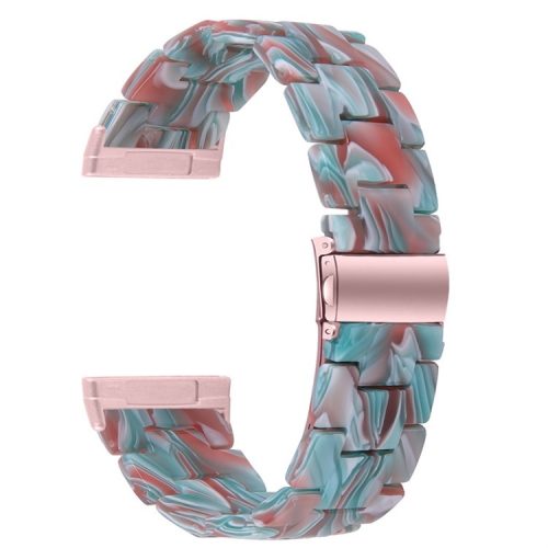 Resin Band for Fitbit Versa 4 / Sense 2 , 20mm Lightweight Watch Strap Bracelet with Stainless Steel Buckle - Emerald Red