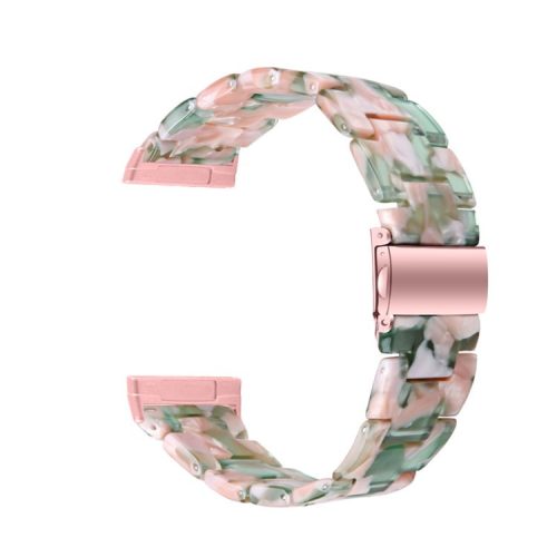 Resin Band for Fitbit Versa 4 / Sense 2 , 20mm Lightweight Watch Strap Bracelet with Stainless Steel Buckle - Pink Green Mix