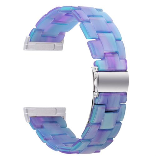 Resin Band for Fitbit Versa 4 / Sense 2 , 20mm Lightweight Watch Strap Bracelet with Stainless Steel Buckle - Blue Purple Mix