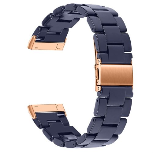 Watch Band for Fitbit Versa 4 / Sense 2 , 20mm Resin Watchband Stainless Steel Buckle Replacement Strap - Midnight Blue