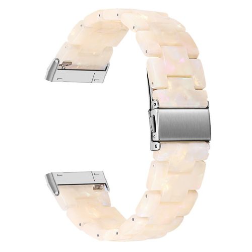 Watch Band for Fitbit Versa 4 / Sense 2 , 20mm Resin Watchband Stainless Steel Buckle Replacement Strap - Fluorescent White