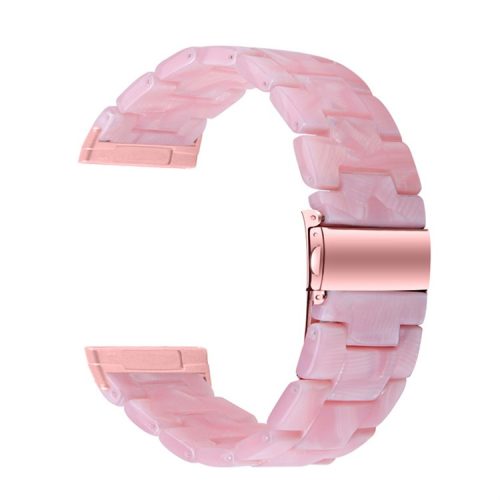 Watch Band for Fitbit Versa 4 / Sense 2 , 20mm Resin Watchband Stainless Steel Buckle Replacement Strap - Pearl Pink