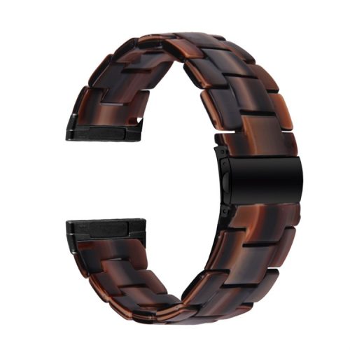 Watch Band for Fitbit Versa 4 / Sense 2 , 20mm Resin Watchband Stainless Steel Buckle Replacement Strap - Chocolate