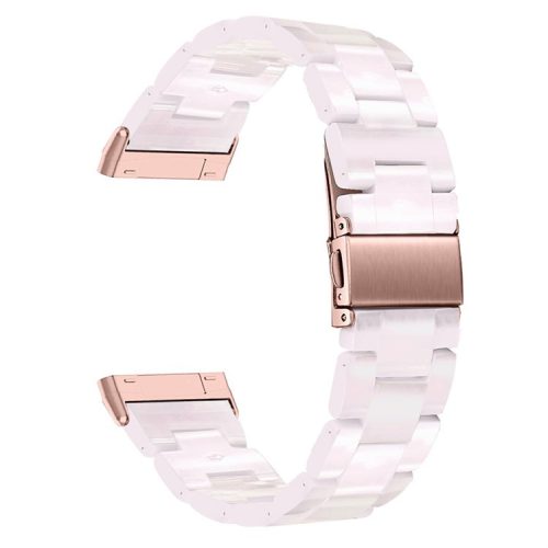 Watch Band for Fitbit Versa 4 / Sense 2 , 20mm Resin Watchband Stainless Steel Buckle Replacement Strap - Light Pink