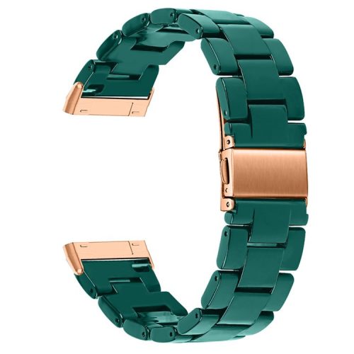 Watch Band for Fitbit Versa 4 / Sense 2 , 20mm Resin Watchband Stainless Steel Buckle Replacement Strap - Dark Green