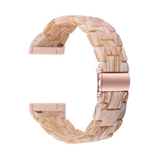 Watch Band for Fitbit Versa 4 / Sense 2 , 20mm Resin Watchband Stainless Steel Buckle Replacement Strap - Silk White