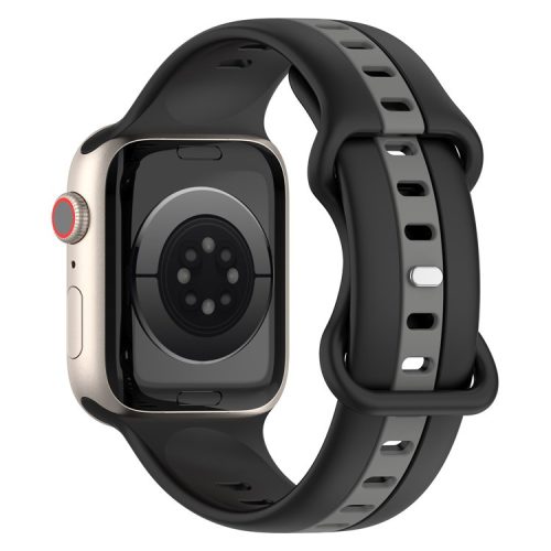 Watch Strap for Apple Watch Series 10 42mm / 9 8 7 41mm / SE (2023) SE (2022) SE 6 5 4 40mm / 3 2 1 38mm Watch Strap Dual Color Silicone Watch Band - Black / Grey