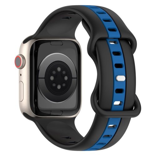 Watch Strap for Apple Watch Series 10 42mm / 9 8 7 41mm / SE (2023) SE (2022) SE 6 5 4 40mm / 3 2 1 38mm Watch Strap Dual Color Silicone Watch Band - Black / Blue