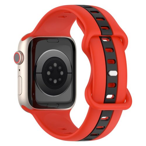 Watch Strap for Apple Watch Series 10 42mm / 9 8 7 41mm / SE (2023) SE (2022) SE 6 5 4 40mm / 3 2 1 38mm Watch Strap Dual Color Silicone Watch Band - Red / Black