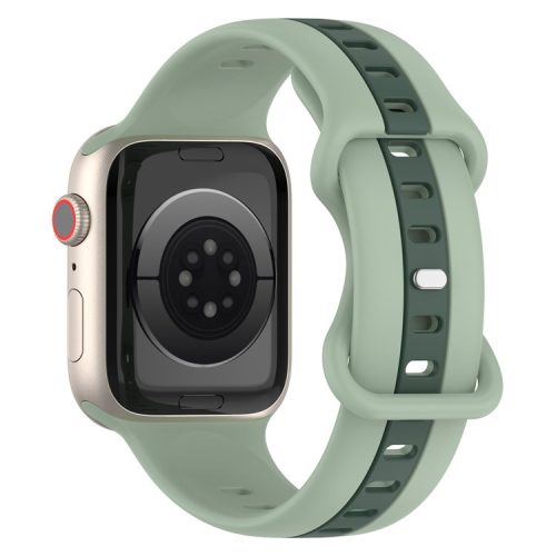 Watch Strap for Apple Watch Series 10 42mm / 9 8 7 41mm / SE (2023) SE (2022) SE 6 5 4 40mm / 3 2 1 38mm Watch Strap Dual Color Silicone Watch Band - Light Green / Blackish Green