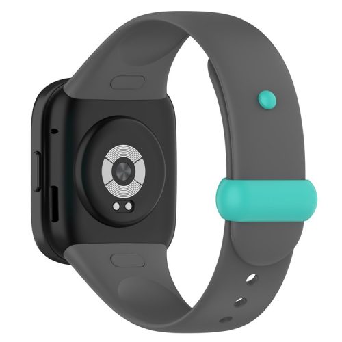 Watch Band for Xiaomi Redmi Watch 3 Soft Silicone Strap with Button Buckle - Dark Grey / Cyan