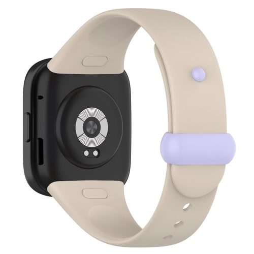 Watch Band for Xiaomi Redmi Watch 3 Soft Silicone Strap with Button Buckle - Ivory White / Liight Purple