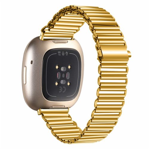 For Fitbit Versa 4 / Sense 2 Watch Band Stainless Steel Hollow Adjustable Wrist Strap - Gold