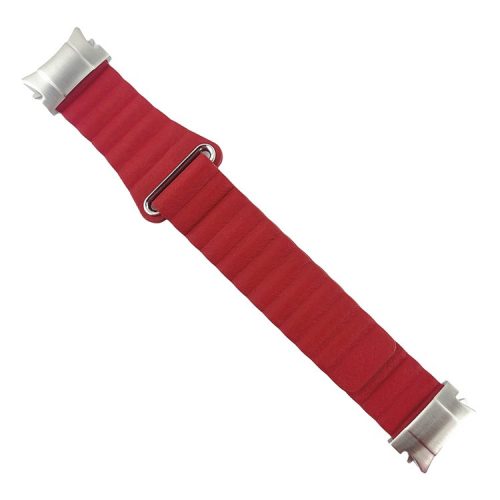 Magnetic Watch Band for Samsung Galaxy Watch6 40mm 44mm / Watch6 Classic 43mm 47mm / Watch 5 40mm 44mm / Watch4 40mm 44mm Genuine Leather Strap with Connector - Red