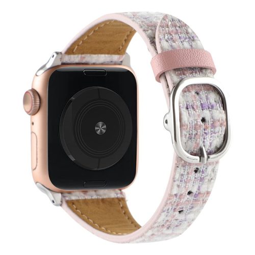 Watch Strap for Apple Watch Series 10 42mm / 9 8 7 41mm / SE (2023) SE (2022) SE 6 5 4 40mm / 3 2 1 38mm Soft Plush Grid Smartwatch Strap - Pink