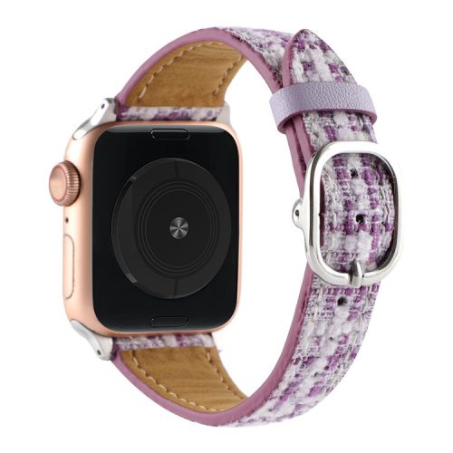 Watch Strap for Apple Watch Series 10 42mm / 9 8 7 41mm / SE (2023) SE (2022) SE 6 5 4 40mm / 3 2 1 38mm Soft Plush Grid Smartwatch Strap - Purple