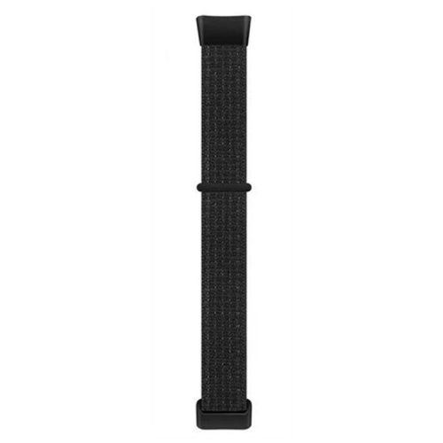 For Fitbit Charge 6 / 5 Nylon Watch Band Sport Breathable Watch Strap with Loop Buckle - Reflective Black