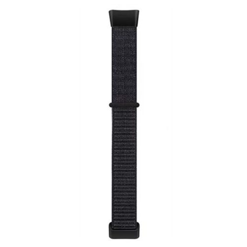 For Fitbit Charge 6 / 5 Nylon Watch Band Sport Breathable Watch Strap with Loop Buckle - Black