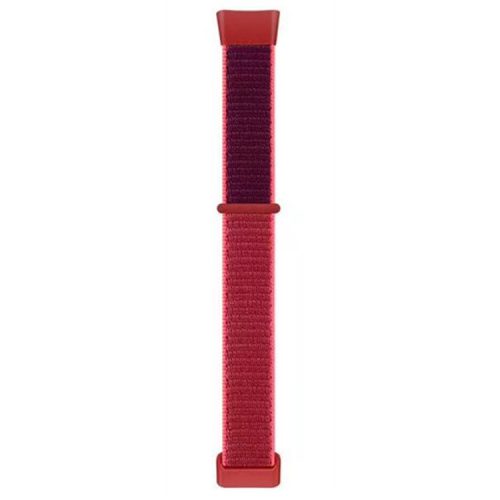 For Fitbit Charge 6 / 5 Nylon Watch Band Sport Breathable Watch Strap with Loop Buckle - Red / Red