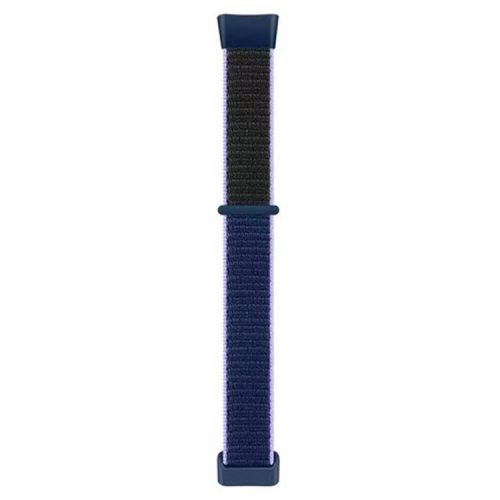 For Fitbit Charge 6 / 5 Nylon Watch Band Sport Breathable Watch Strap with Loop Buckle - Midnight Blue