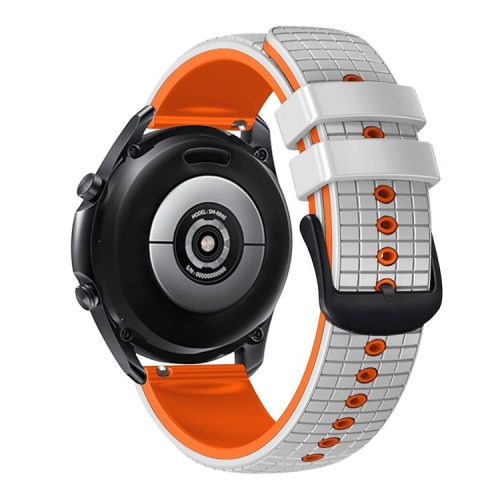 Quick Release Watch Band For Huawei Watch Buds / GT3 SE / GT3 Pro , Grids Texture 22mm Dual-color Silicone Straps - White / Orange