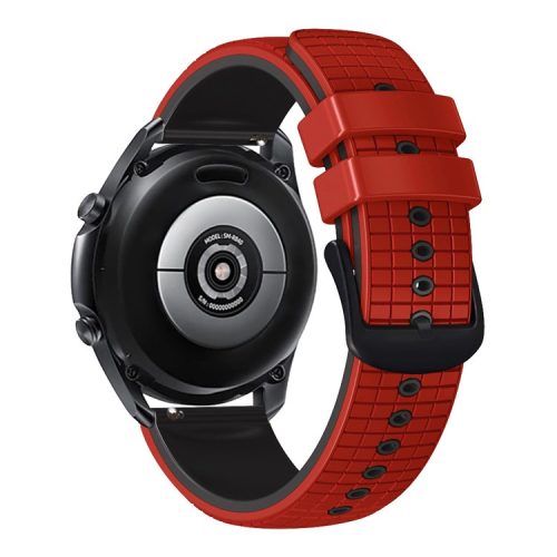 Quick Release Watch Band For Huawei Watch Buds / GT3 SE / GT3 Pro , Grids Texture 22mm Dual-color Silicone Straps - Red / Black