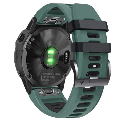 For Garmin Tactix Delta / Enduro / Fenix 7X Silicone Watch Strap Dual Color Quick Release Watchband - Army Green / Black