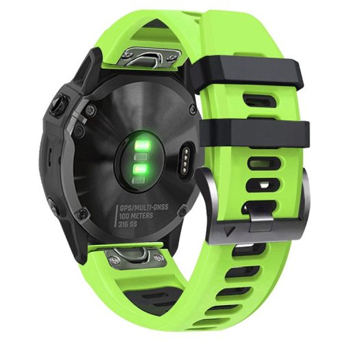 For Garmin Tactix Delta / Enduro / Fenix 7X Silicone Watch Strap Dual Color Quick Release Watchband - Lime / Black