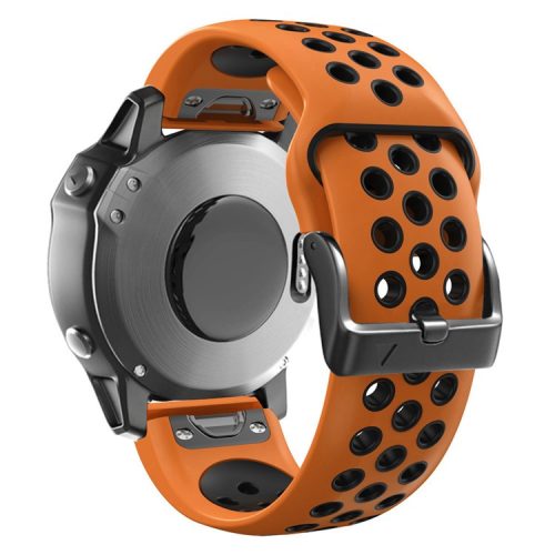 For Garmin Tactix Delta / Enduro / Fenix 7X Silicone Watch Band Dual Color Quick Release Wrist Strap - Orange / Black