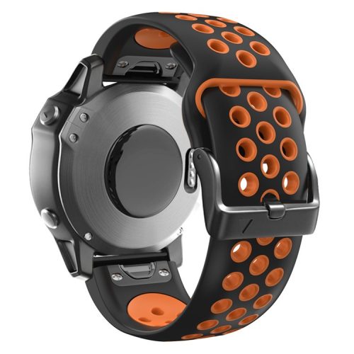 For Garmin Tactix Delta / Enduro / Fenix 7X Silicone Watch Band Dual Color Quick Release Wrist Strap - Black / Orange