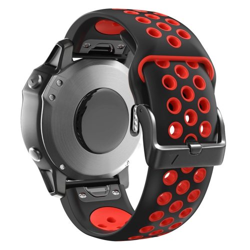 For Garmin Tactix Delta / Enduro / Fenix 7X Silicone Watch Band Dual Color Quick Release Wrist Strap - Black / Red