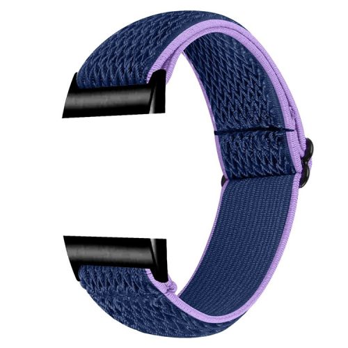 For Fitbit Charge 3 / 3 SE / 4 Elastic Watch Strap Adjustable Wrist Band with Black Connector - Purple  /  Blue