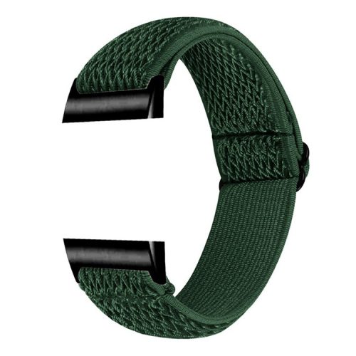 For Fitbit Charge 3 / 3 SE / 4 Elastic Watch Strap Adjustable Wrist Band with Black Connector - Army Green