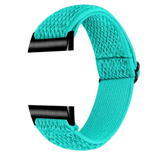 For Fitbit Charge 3 / 3 SE / 4 Elastic Watch Strap Adjustable Wrist Band with Black Connector - Mint Green