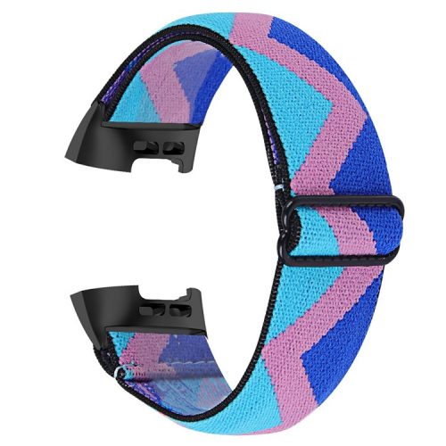 Watch Strap with Black Connector for Fitbit Charge 4 / 3 / 3 SE , Elastic Nylon Pattern Printing Smart Bracelet Band - Style A