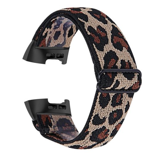 Watch Strap with Black Connector for Fitbit Charge 4 / 3 / 3 SE , Elastic Nylon Pattern Printing Smart Bracelet Band - Style B