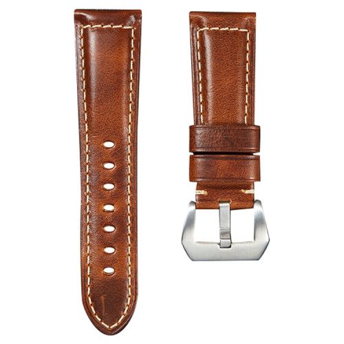 20mm Genuine Cow Leather Watch Band Vintage Replacement Watch Strap - Light Brown / Silver Buckle