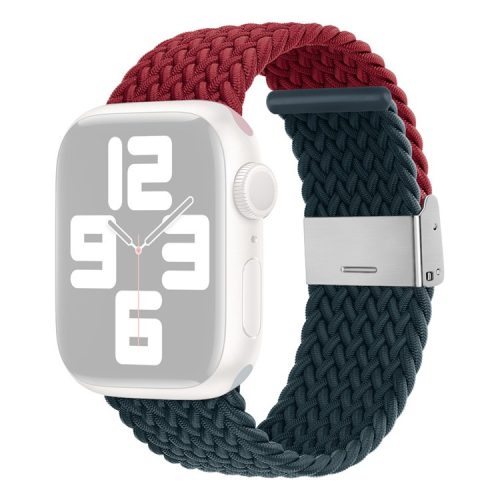 Watch Strap for Apple Watch Series 10 42mm / 9 8 7 41mm / SE (2023) SE (2022) SE 6 5 4 40mm / 3 2 1 38mm Watch Strap Color Match Braided Nylon Band - Wine Red / Dark Blue